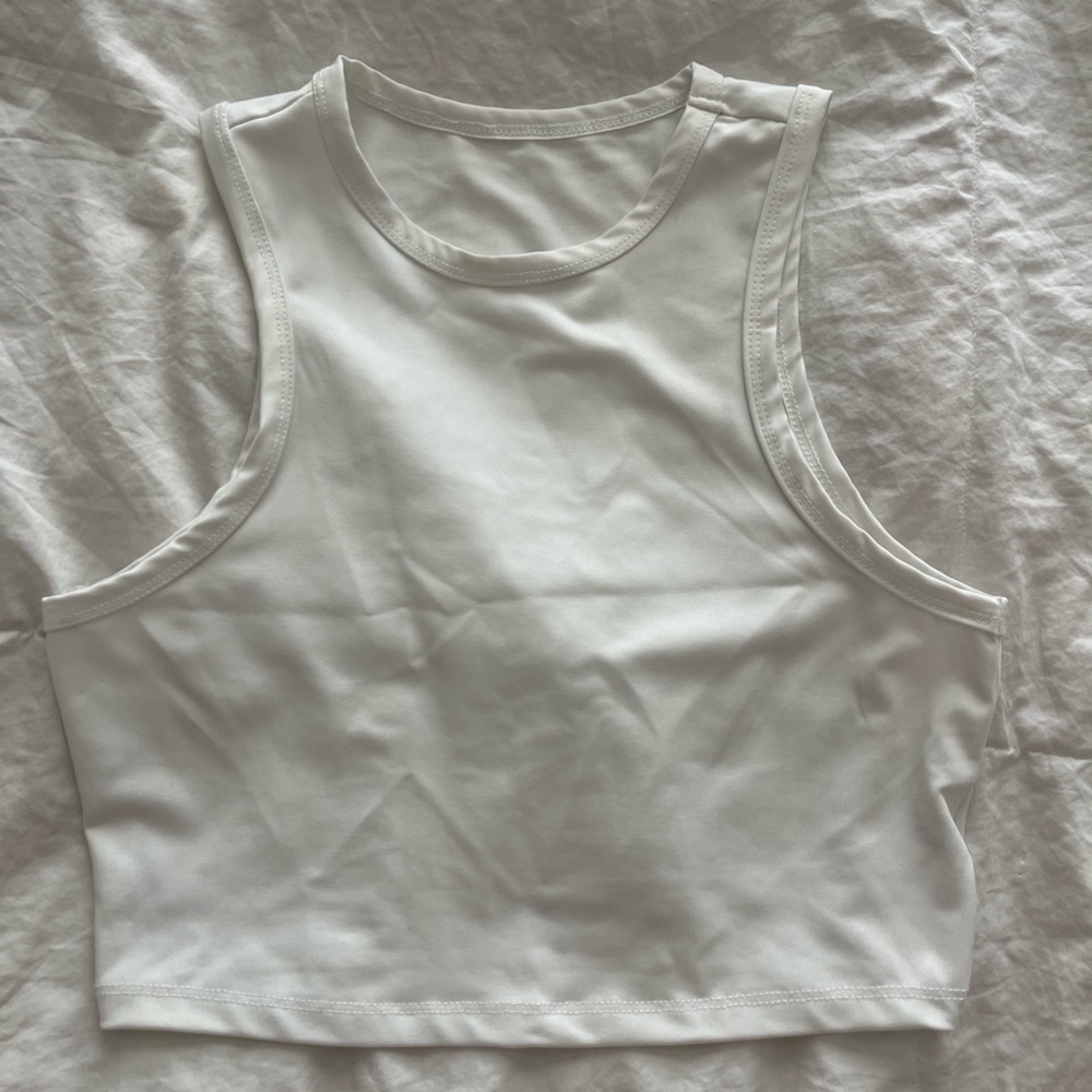 White high neck tank top
